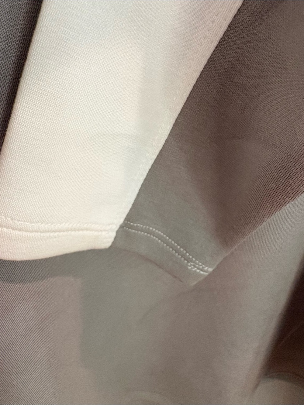 Cable & Gauge Two-Tone Crewneck Top - White and Light Gray - Picture 5 of 6